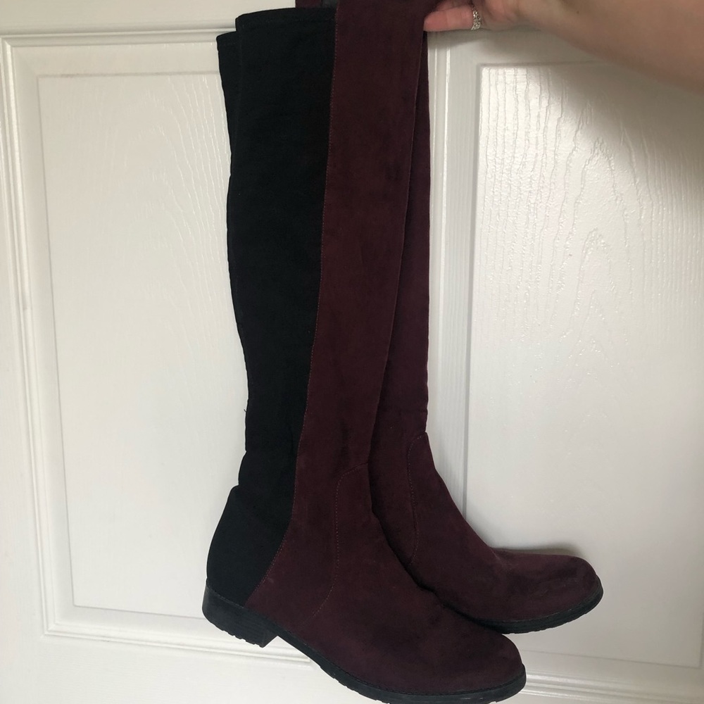 Knee high colorblock boots